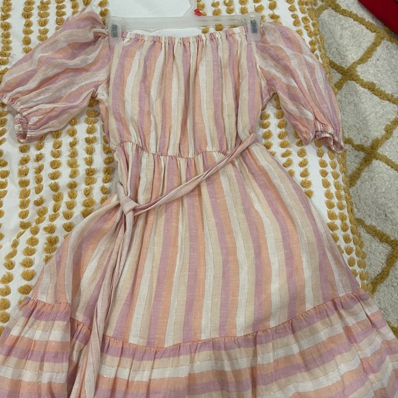 The Impeccable Pig Dresses & Skirts - impeccable pig off the shoulder pink striped dress small
